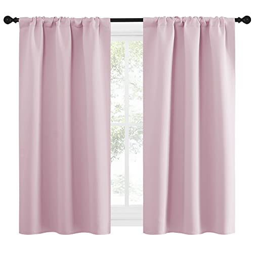 NICETOWN Baby Pink Kitchen Curtain Set - 34x54 Inches, 2 Panels Blackout Window Drapes for Bedroom, Cafe, Loft & Privacy