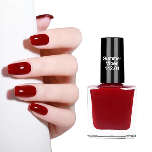 QIUFSSE Red Nail Polish Quick Dry Vegan Chip-Resistant High Gloss 0.43 fl oz