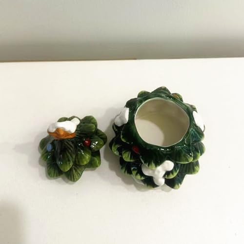 Ceramic Hand-Painted Christmas Tree Sugar Bowl - 210ml Holiday Kitchen Decor