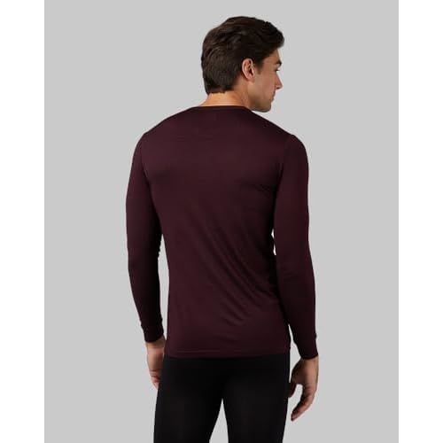 32 Degrees Heat Men's Lightweight Crew Base Layer Thermal Top | Form Fitting | Long Sleeve| 4-Way Stretch, Burgundy, Medium