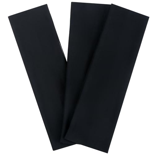 Black Athletic Headbands for Women - 3 Pack Non-Slip Stretchy Cotton