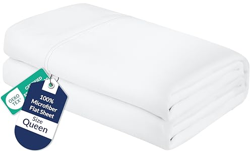 Royale Linens Queen Flat Sheet - Ultra Soft Microfiber, Wrinkle Free