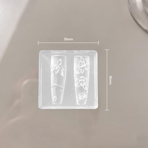 3D Lotus Flower Silicone Nail Mold & Carving Template for DIY Resin Art