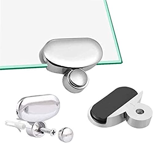 Lagogia Oval Mirror Clips - 4 Pcs Black Zinc Alloy Wall Mounted Glass Brackets