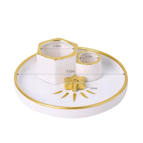 Gold Star Ceramic Incense Holder - 4-in-1 Palo Santo & Sage Burner