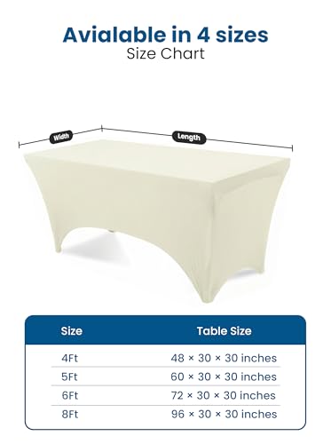 Utopia Kitchen Spandex Table Cloth 2-Pack for 6FT Tables - Ivory