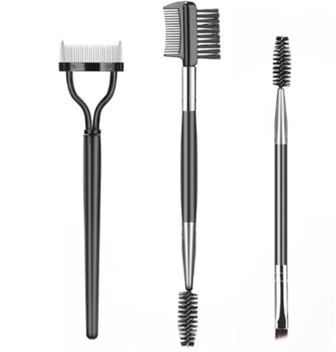 3-Piece Eyebrow Brush and Eyelash Spoolie Makeup Tool Set