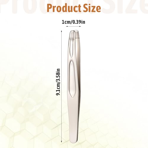 Gold Stainless Steel Round Tip Tweezers with Travel Case for Facial Hair
