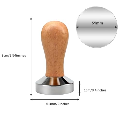 51mm Espresso Tamper with Wooden Handle - Coffee Tamper for Baristas