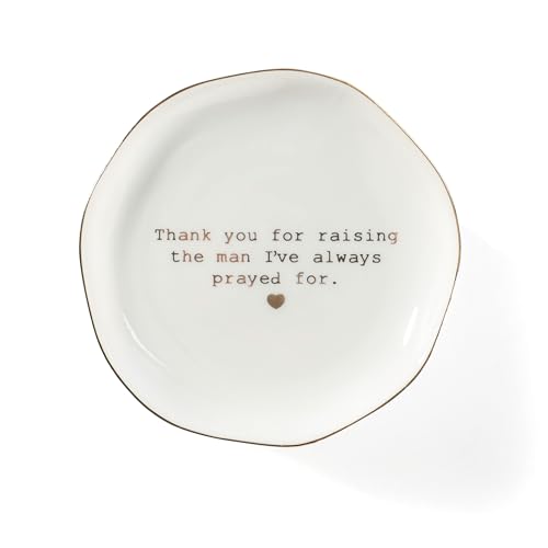 Mother of Groom Ring Dish - 'Thank You for Raising the Man' Ceramic Jewelry Tray | Perfect Gift for Mother's Day & Weddings