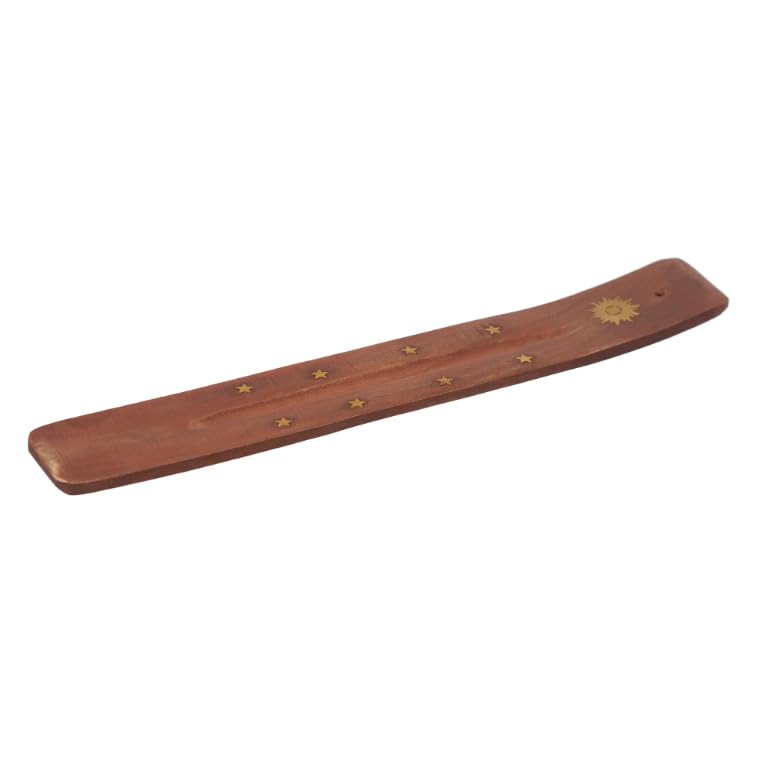 10-Inch Sun Design Wood Incense Holder for Aromatherapy