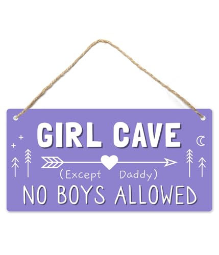 Girl Cave Sign - 12"x6" PVC Wall Decor, Girls Only Room Sign