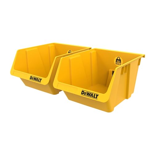 DEWALT Plastic Storage Bins, 10lb Capacity, 2 Pack for Workshop
