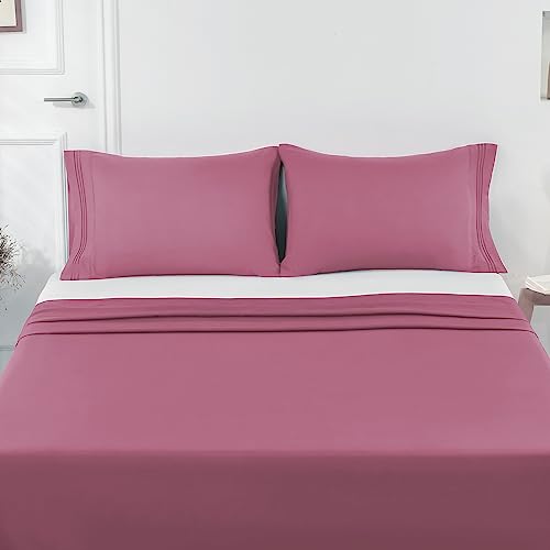 Lirex Standard Pillow Cases, Set of 2 Ultra-Soft Microfiber - Mauve Pink