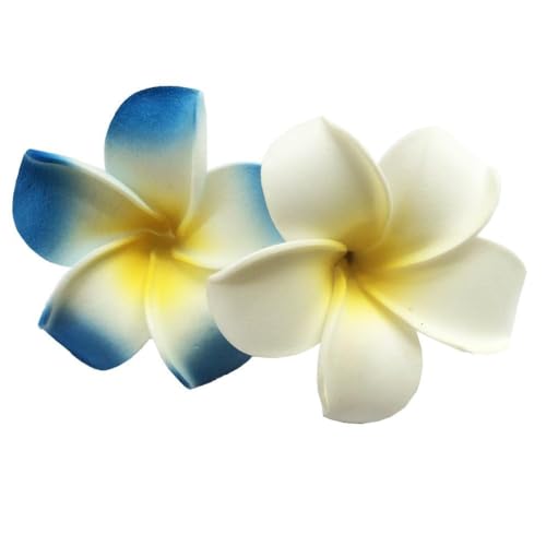 Mozff Hawaiian Plumeria Flower Hair Clips 2-Piece Set 7cm Foam Beach Accessories