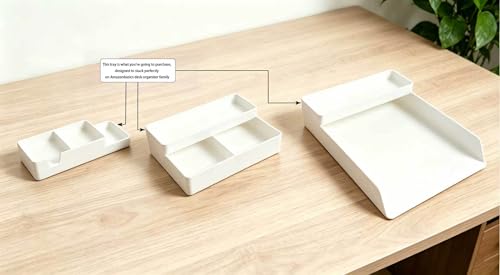 Amazon Basics White Rectangular Plastic Desk Organizer Half Accessory Tray 9.4" x 3.3" x 1"