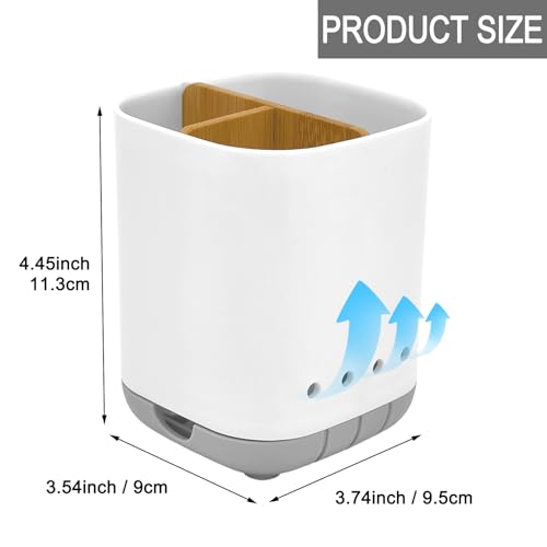 Detachable Bamboo Toothbrush Holder with 3 Slots - Grey Bathroom Organizer