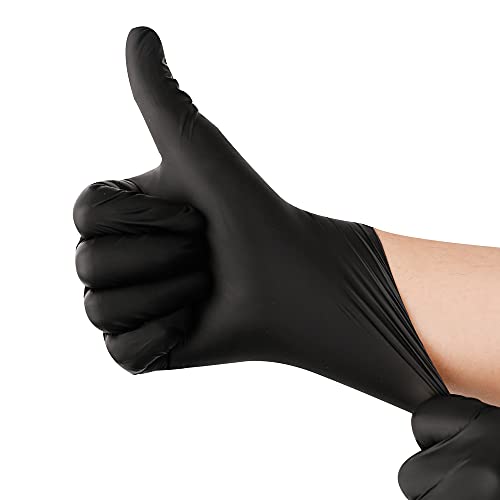 CHGD Disposable Nitrile Gloves, Powder-Free, Black, X-Large (100 Count)