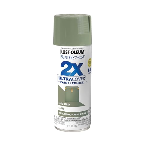 Rust-Oleum Painter's Touch 2X Ultra Cover Spray Paint, Gloss Sage Green - Fast Dry, Durable Finish