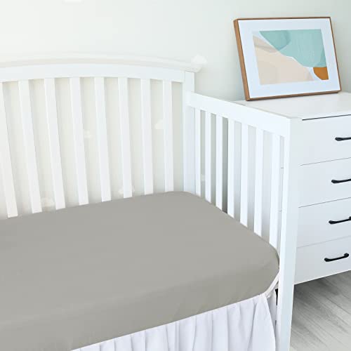 Biloban Muslin Crib Sheets 2 Pack - Grey & White Fitted for Standard Cribs