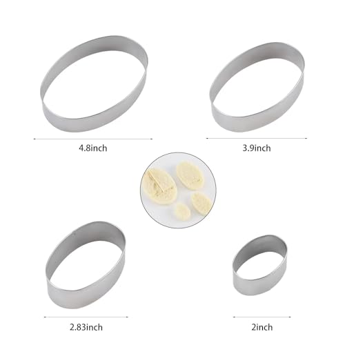 ANCKNE Oval Cookie Cutter Set Large - 5/4/3/2 Inch Stainless Steel Baking Molds, Geometric Shapes, Durable Food Safe Kitchen Tools, Variation: Oval
