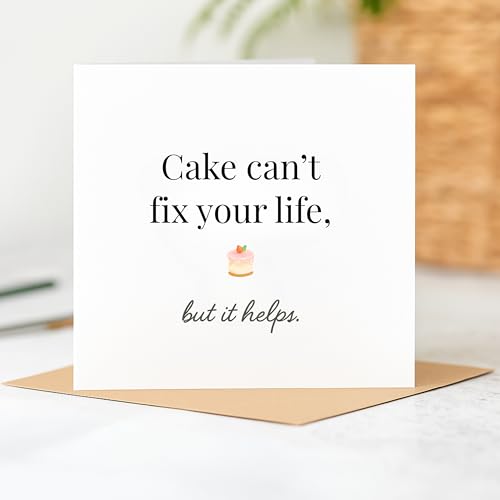 MissDaisy Funny Birthday Card – 'Cake Can't Fix Your Life' Humor