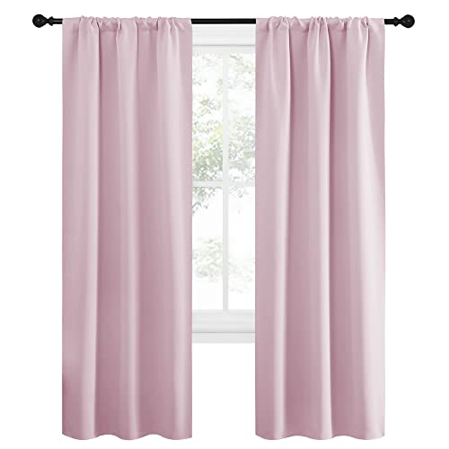 NICETOWN Blackout Curtains Pack of 2, Thermal Insulated, Baby Pink, 34" W x 72" L