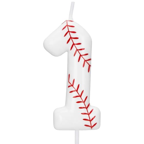 LASILE Number 1 Baseball Birthday Candle for First Party - Rookie of The Year Cake Topper