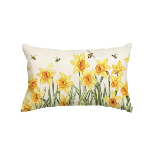 AVOIN colorlife Daffodil Spring Throw Pillow Cover 12x20 Inch Cushion Case for Sofa Couch
