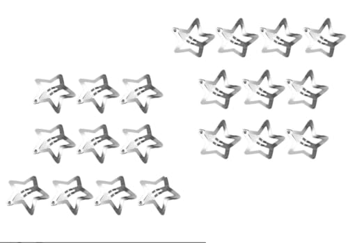 Jowxsx Silver Star Snap Hair Clips - 20PCS Hollow Pentagram Barrettes