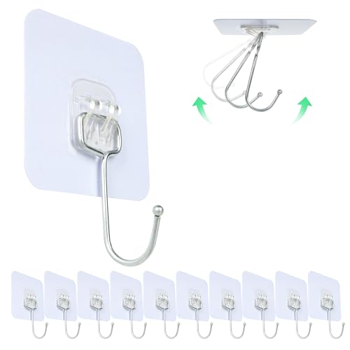 10-Pack Heavy Duty Adhesive Hooks for Towel & Coat Hanging