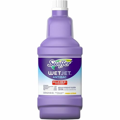 Swiffer WetJet Antibacterial Floor Cleaning Solution, Fresh Citrus, 42.2 Fl Oz