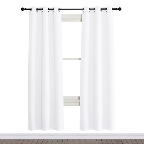 NICETOWN Room Darkening Curtain Panel, Pure White, 34" x 72"