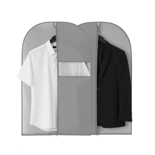 Kimmama Garment Bag 2-Piece Set for Short Clothes, 23.6" x 43.3", Grey