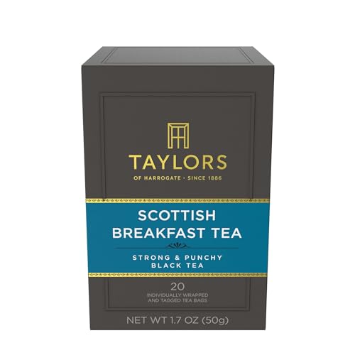 Taylors of Harrogate Scottish Breakfast Black Tea 20ct Pack of 6 - Full-Bodied, Bright Flavor