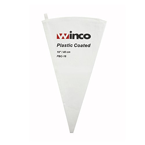 Winco 16-Inch Cotton Pastry Bag with Plastic Coating - Medium, White