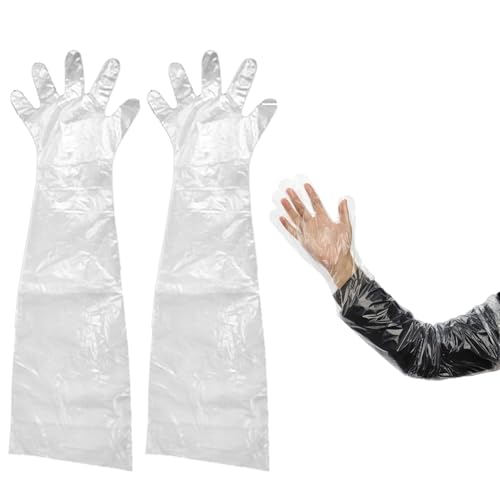 50Pcs Disposable Long Arm Veterinary Gloves 35.5-inch Full Arm Protection