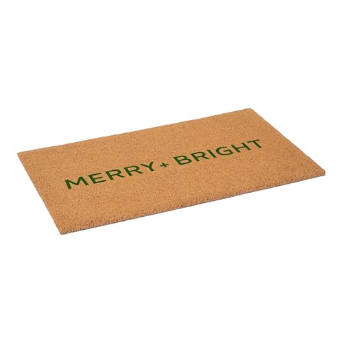 Green Ultra Modern Merry & Bright Doormat - 24 x 36 Holiday Welcome Mat with Christmas Design - Rectangular 2' x 3'
