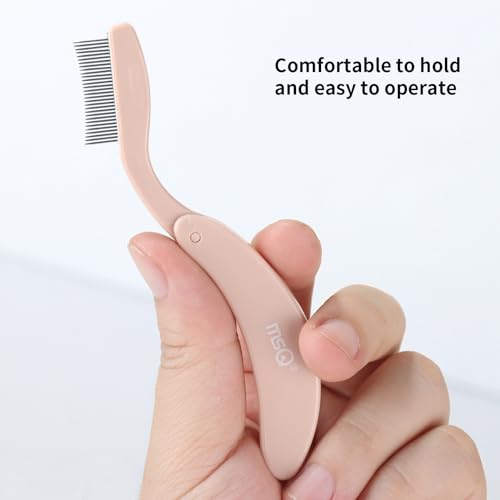 MSQ Folding Eyelash Separator Tool - Stainless Steel Lash Comb in Khaki