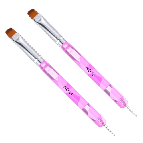 Larrel Double Ended Nail Art Brush and Dotting Tool Set - 2 Pcs Purple