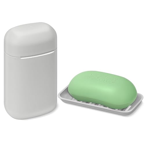Leak-Proof Travel Soap Case with Drainage Tray - Gray Soap Holder