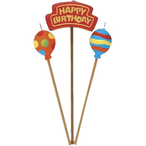 Birthday Balloons Candle Set - Pack of 3 Colorful Wax Candles