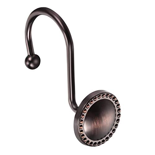 Heavy Duty Zinc Alloy Shower Curtain Hooks - Oil Rubbed Bronze, Set of 12