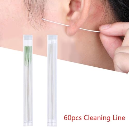 Pink Ear Hole Cleaner Floss - 60 Pcs Disposable Piercing Aftercare Line