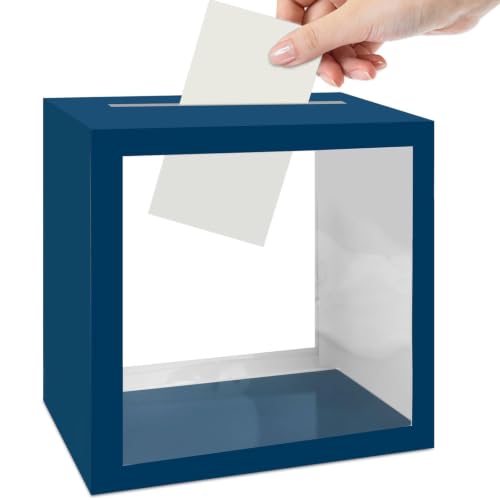 Navy Blue Card Box with Clear Window for Weddings & Events