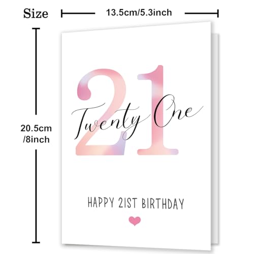 21st Birthday Greeting Card for Her ZN203 - Luxury Linen Cardstock