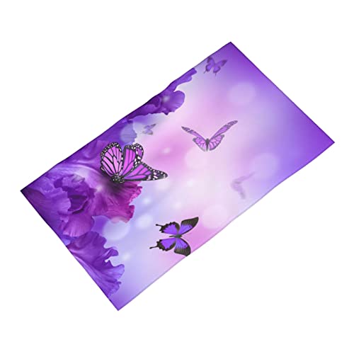 B TREE Decorative Hand Towel - Butterfly Purple Flowers, 27.5" x 16"
