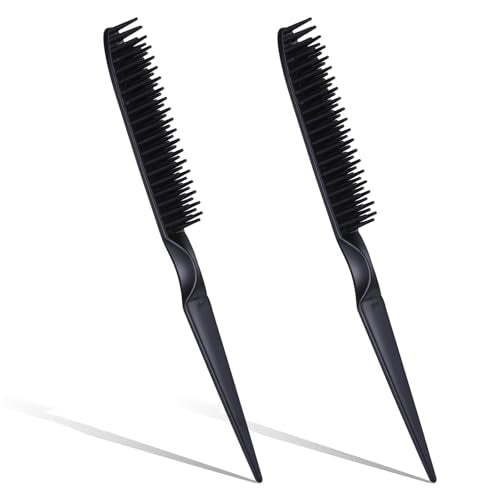3-Row Rat Tail Styling Comb Set 2 PCS Black Detangling Hair Combs