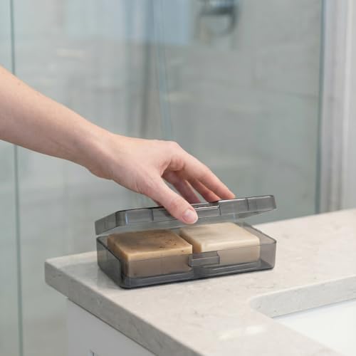 Extra-Large Shower Bar Holder with Lid & Drain Layer - Fits 2 Bars