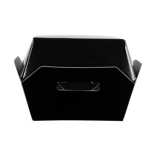 Restaurantware 2.5 x 2.5 x 2 Inch Mini Burger Boxes 100 Clamshell Food Containers - Hinged Lid Disposable Black Paper Take Out Boxes For Appetizers Or Desserts Serve Sliders or Finger Foods